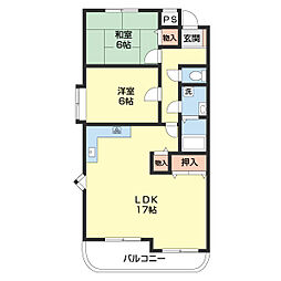 アーバンシックス 3階2LDKの間取り
