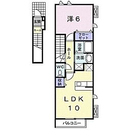 ＬｉｎｏコートI 2階1LDKの間取り