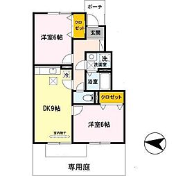 ルリール学園南館 1階2DKの間取り