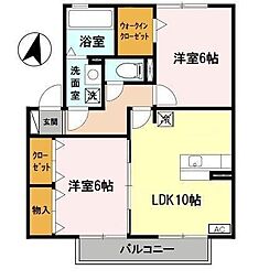コートダジュール嶋 2LDKの間取図画像