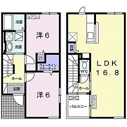 ＴＲＩ　ＣＡＳＡ　I 1階2LDKの間取り