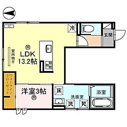 神前ウエストワンズ 1階1LDKの間取り