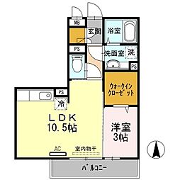 クリーク パレス 2階1LDKの間取り