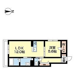 シャーメゾン黒田 1階1LDKの間取り