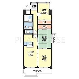 サンシティ広瀬 3LDKの間取図画像