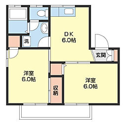 プレジール貴志 2DKの間取図画像