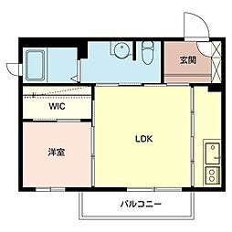 リヴェール紀三井寺 1LDKの間取図画像