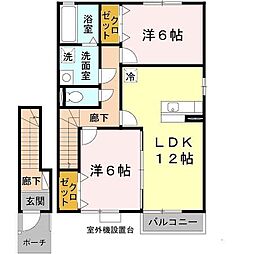 メゾン・モンテリベール5B 2LDKの間取図画像