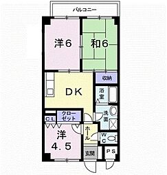 ハーベスト壱番館 3DKの間取図画像