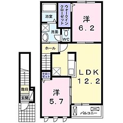 ボヌール・岩橋1 2LDKの間取図画像