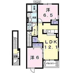 プランドール3 2LDKの間取図画像