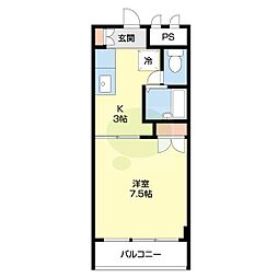 ヤマイチプラザ吹上 1Kの間取図画像