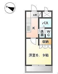 ポートM 1Kの間取図画像