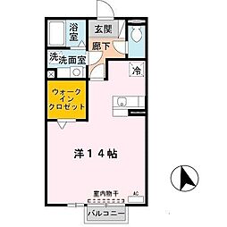 ソレアードi ワンルームの間取図画像