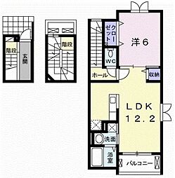 ラポール西庄 1LDKの間取図画像