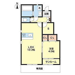 フェルーチェ1 1LDKの間取図画像