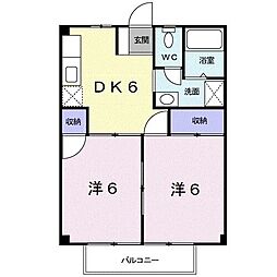 シャロル内原 2DKの間取図画像