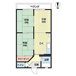 グランシエル秋月 3DKの間取図画像