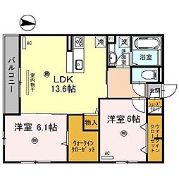 D-roon日前宮前 2LDKの間取図画像