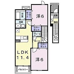 プレシャスコートK東松江 2LDKの間取図画像