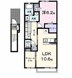 フロレゾンD 1LDKの間取図画像