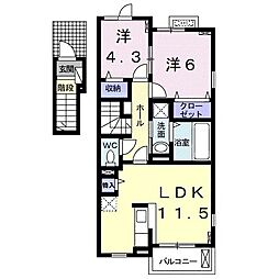 ラ・ヴィーユ2 2LDKの間取図画像