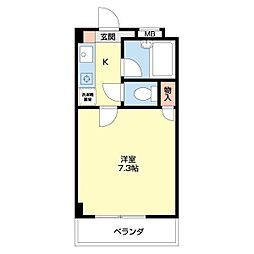 M・メゾン十一番丁 1Kの間取図画像