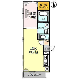 D-roomモンテラルゴ 1LDKの間取図画像