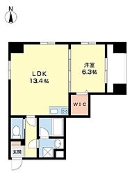 Ubldg.十二番丁 1LDKの間取図画像