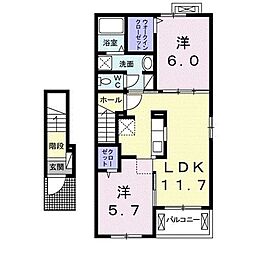 エトワール宮橋 2LDKの間取図画像