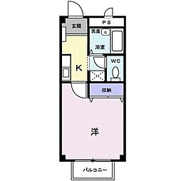 メゾンハッピー2 1Kの間取図画像