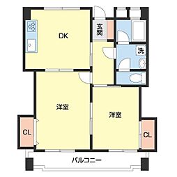 グレイスピア吹上 2DKの間取図画像