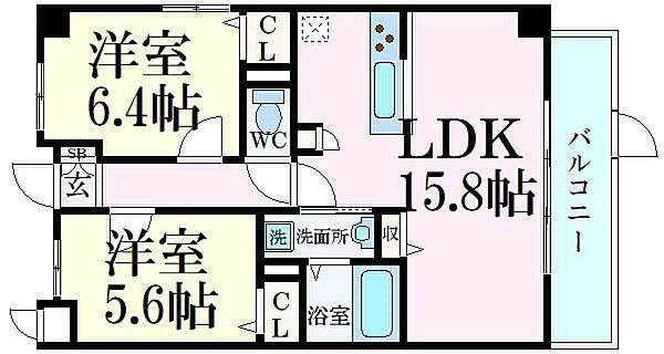 兵庫県姫路市新在家２丁目(賃貸マンション2LDK・1階・60.08㎡)の写真 その2