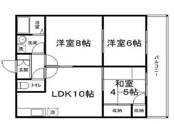 兵庫県姫路市広畑区西蒲田(賃貸マンション3LDK・3階・58.00㎡)の写真 その2