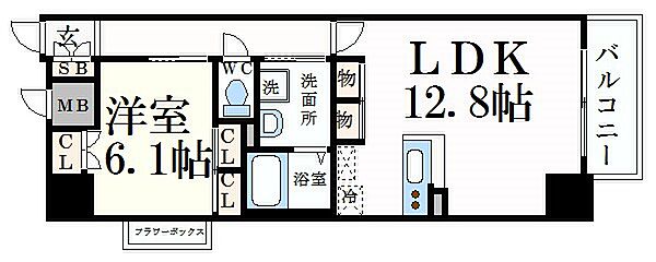 兵庫県姫路市博労町(賃貸マンション1LDK・5階・52.34㎡)の写真 その2