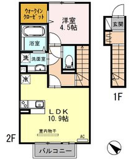 兵庫県姫路市飾磨区構５丁目(賃貸アパート1LDK・2階・44.19㎡)の写真 その2