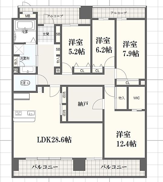 兵庫県姫路市東雲町２丁目(賃貸マンション4SLDK・8階・139.26㎡)の写真 その2