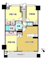 サンリヤン花畑1 3LDKの間取図画像