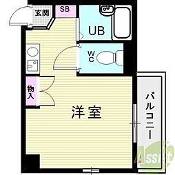 JR東海道・山陽本線 明石駅 徒歩7分の賃貸マンション 6階ワンルームの間取り