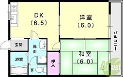 ラ・ヴィレット 2DKの間取図画像