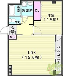 アバントコート明石 1LDKの間取図画像
