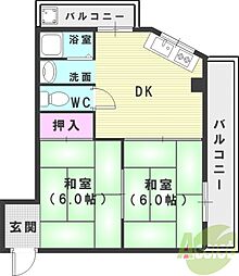 No.3三陽マンション 1DKの間取図画像