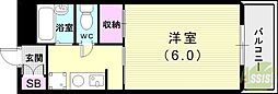 西明石ハイツ 1Kの間取図画像