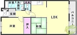 ハイツ東朝霧1号棟 2LDKの間取図画像