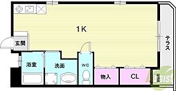 Pista魚住町 1Kの間取図画像