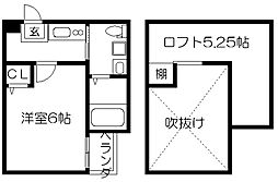 ロフティ大北小路 1階1Kの間取り