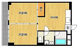 ヴィヴァーチェ千本 4階2LDKの間取り