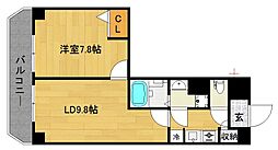 SWISS京都堀川WEST 11階1LDKの間取り