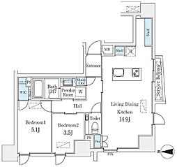 STANDZ京都二条 603 6階2LDKの間取り