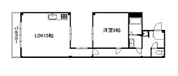 八久ハイツ 1LDKの間取図画像